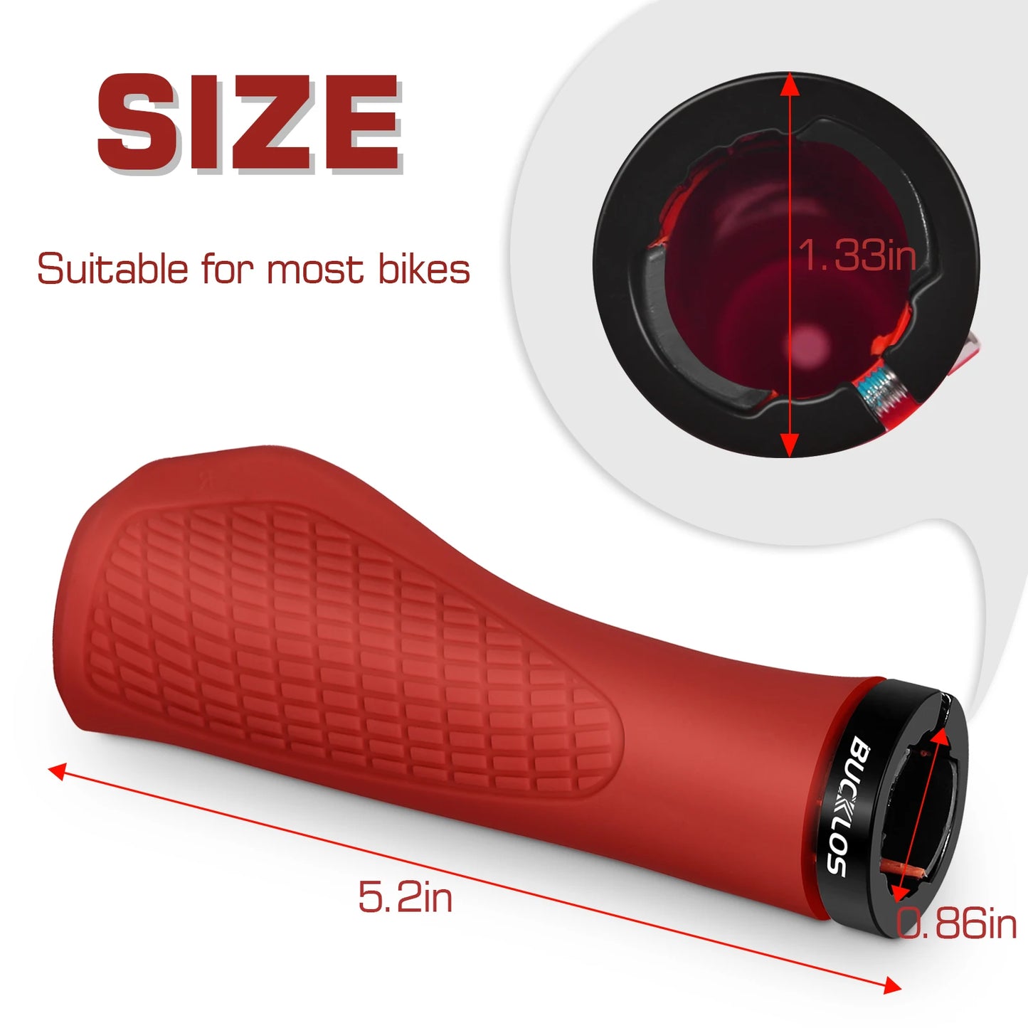 Bicycle Handlebar Grip - Rubber Shock Absorbing Lockable MTB
