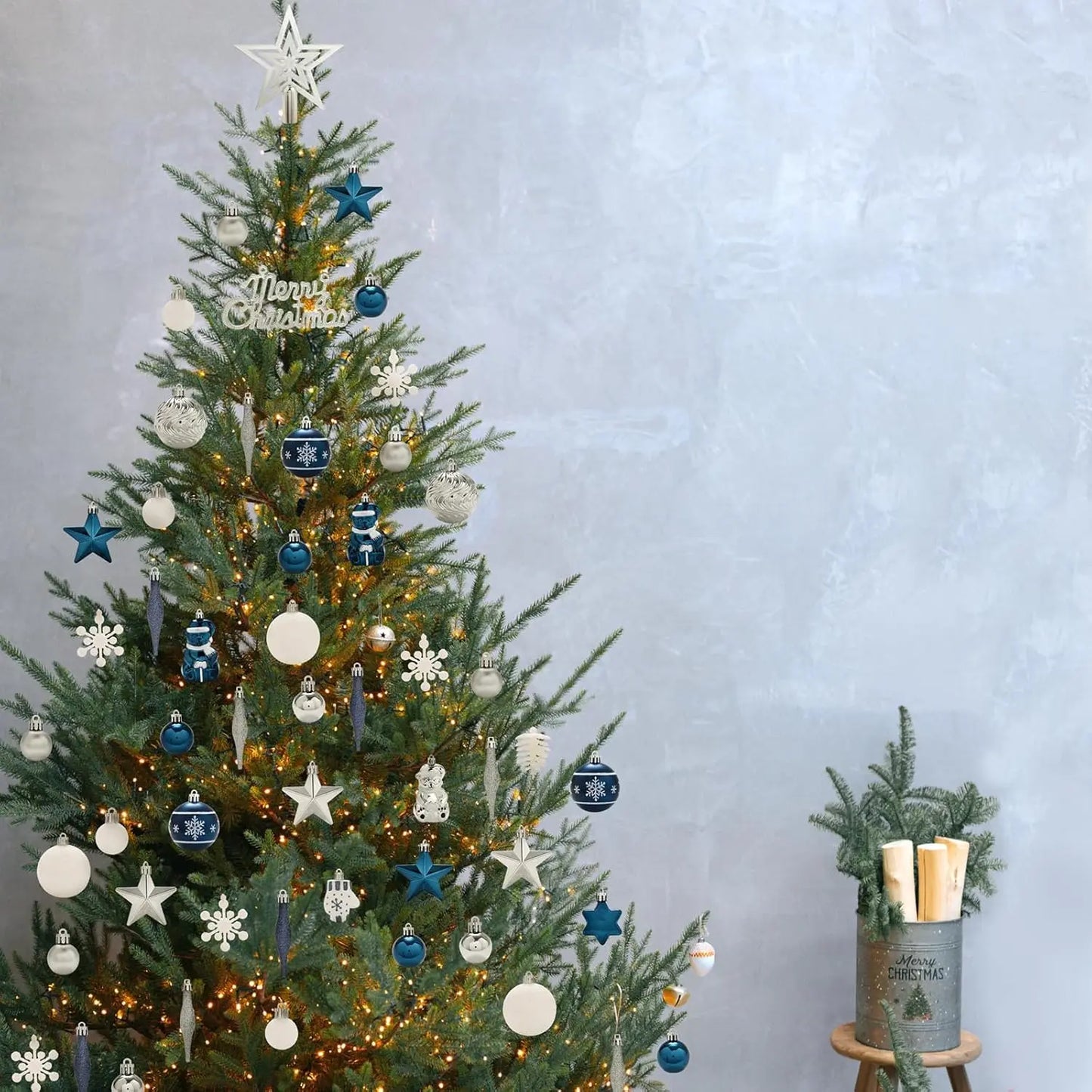 Christmas Ball Ornaments Set - Shatterproof Tree Decorations with Tree Topper