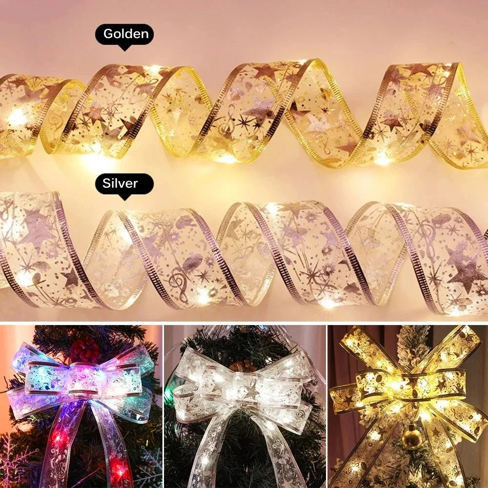 Christmas Ribbon Fairy Light - DIY Bows String Light