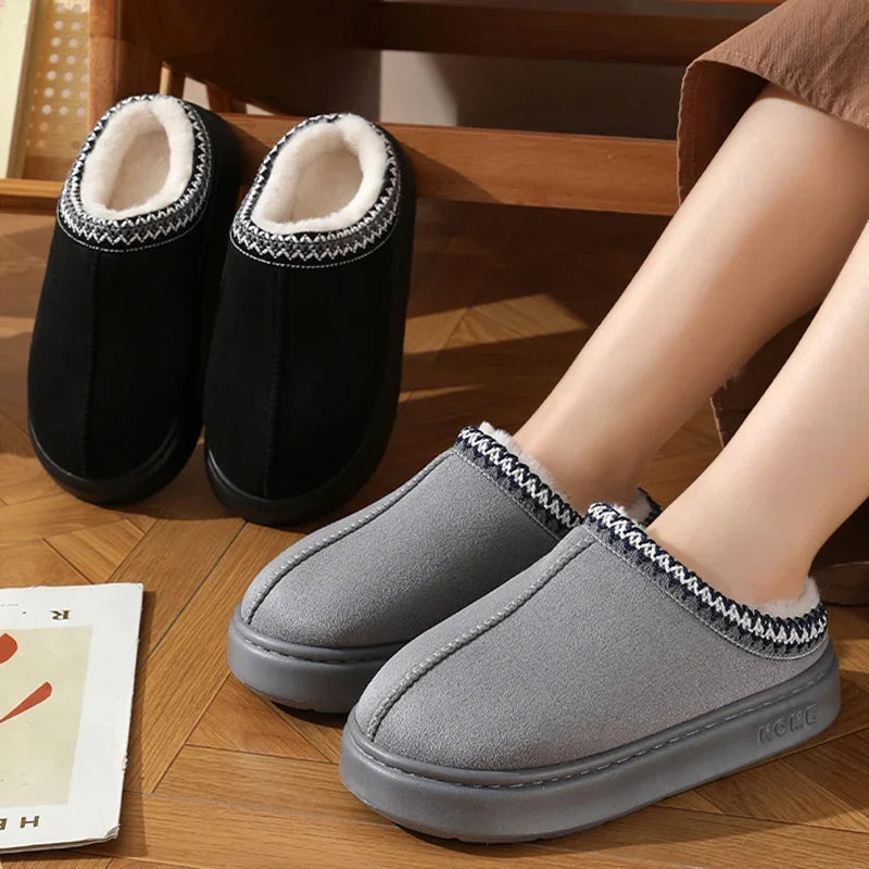 Cozy Fluffy Platform Slippers - Warm Indoor Unisex Shoes