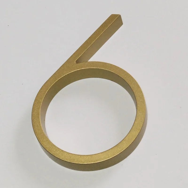5 Inch Golden Floating Modern House Numbers - Premium Gold Address Signs - Bascora
