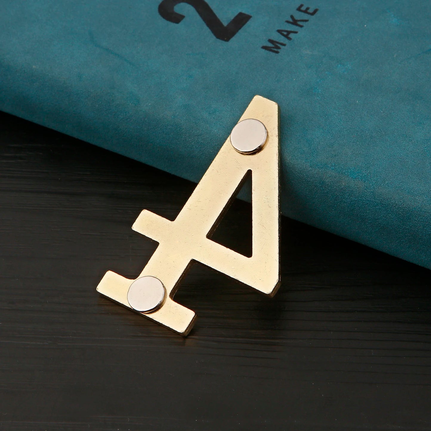 Golden Metal Door Numbers with Magnets - 7x4cm Address Labels