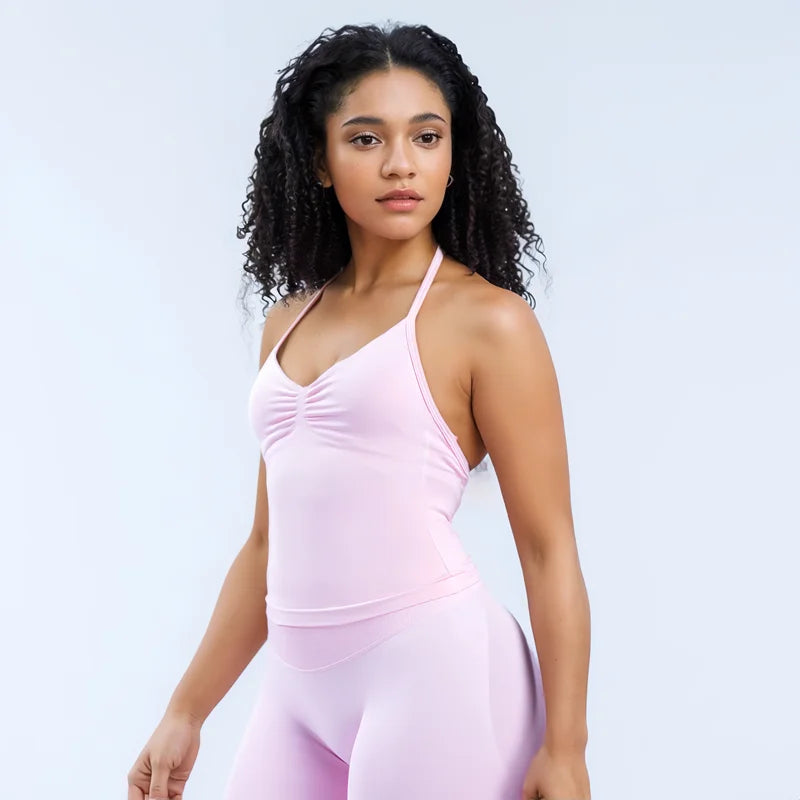 Impact Longline Strappy Sports Bra - Open Back Yoga Tank Top