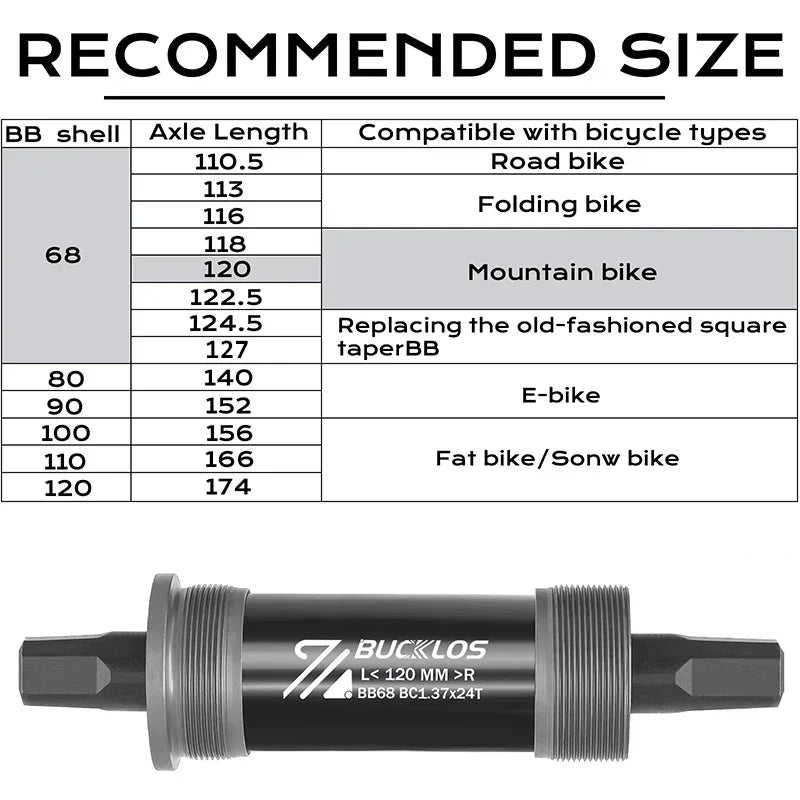 Bike Bottom Bracket - BSA BB68 Sealed Bearing Square Threaded
