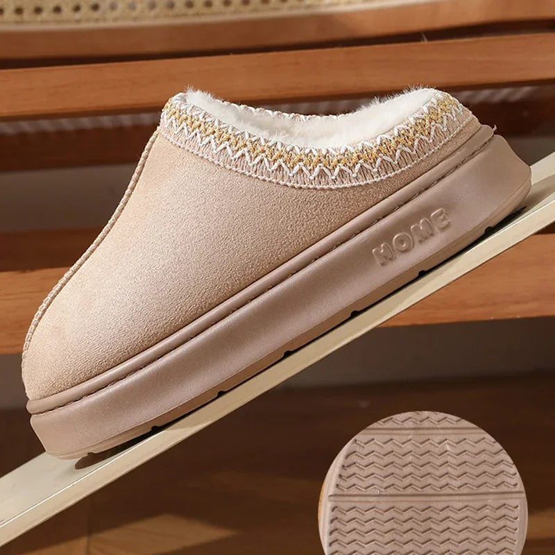 Cozy Fluffy Platform Slippers - Warm Indoor Unisex Shoes