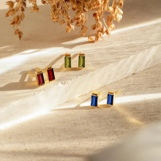 Savaé Design Rectangle Birthstone Earrings