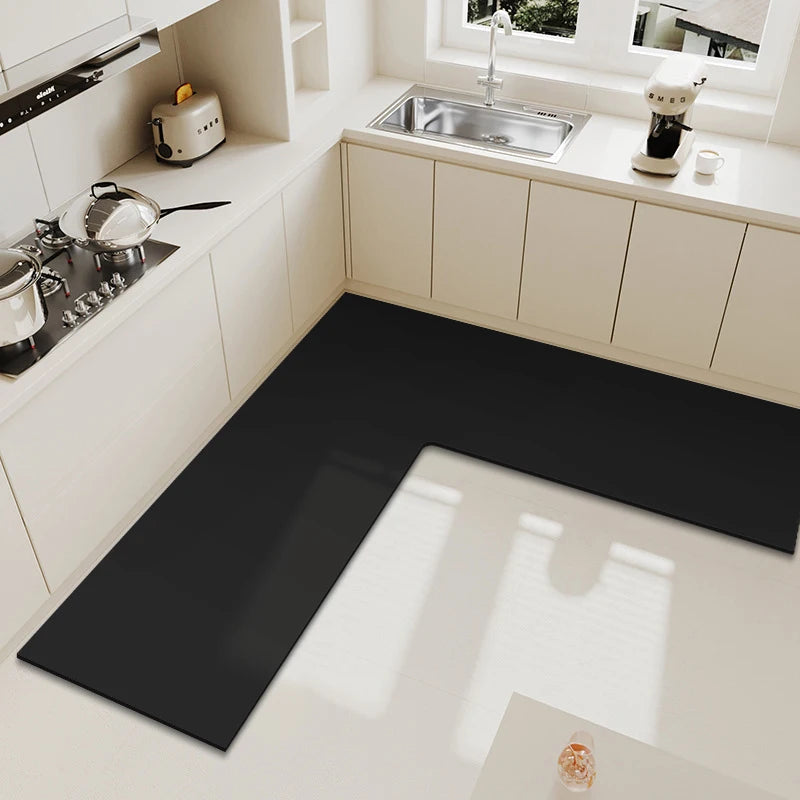 L-Shaped Kitchen Floor Mat - Non-Slip Absorbent Corner Mat