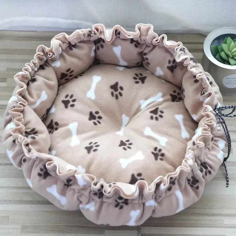 Soft Warm Nest Pet Cushion - Adjustable Drawstring Bed