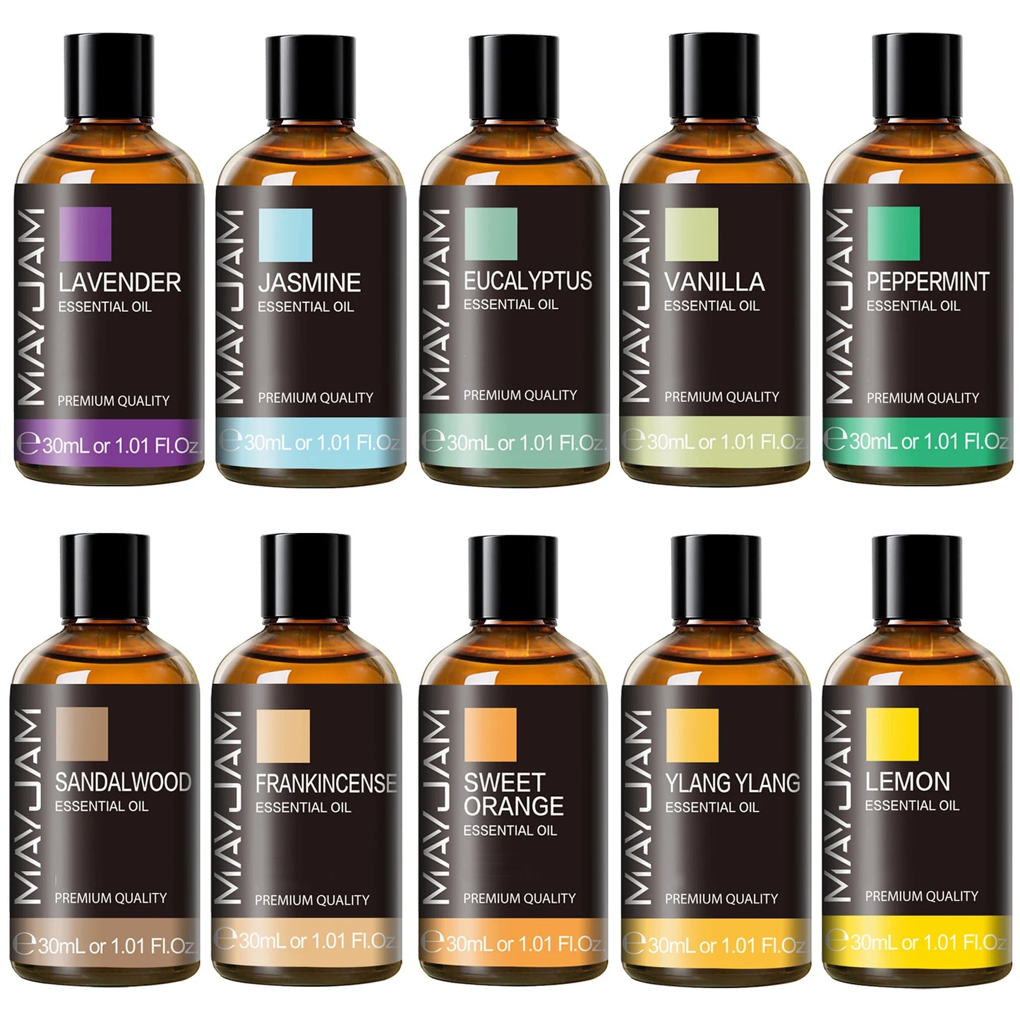 30ML Aromatherapy Essential Oil Set - Lavender, Vanilla, Jasmine & More