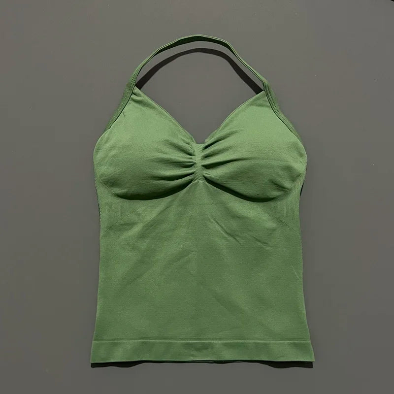 Impact Longline Strappy Sports Bra - Open Back Yoga Tank Top