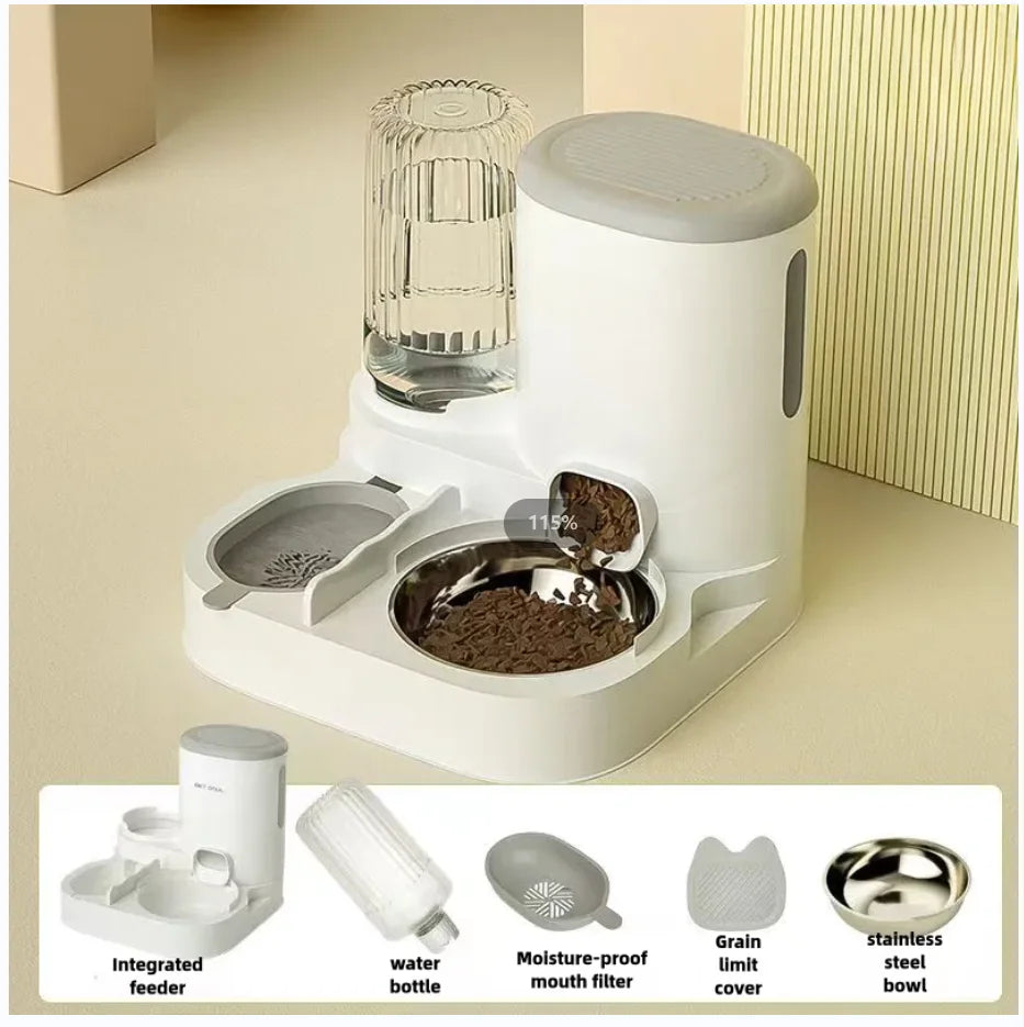 Cat Bowl Automatic Feeder - Integrated Water Dispenser