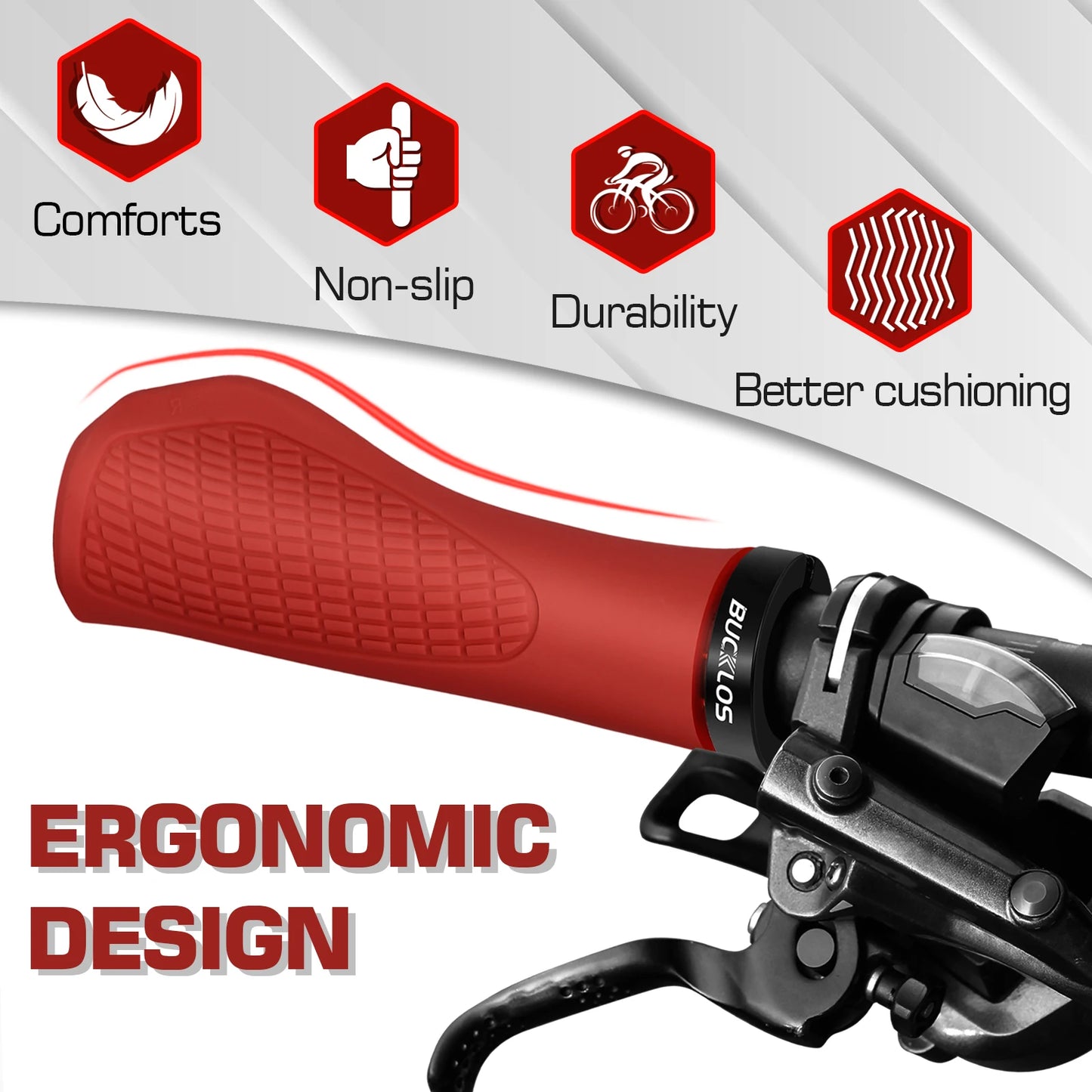 Bicycle Handlebar Grip - Rubber Shock Absorbing Lockable MTB