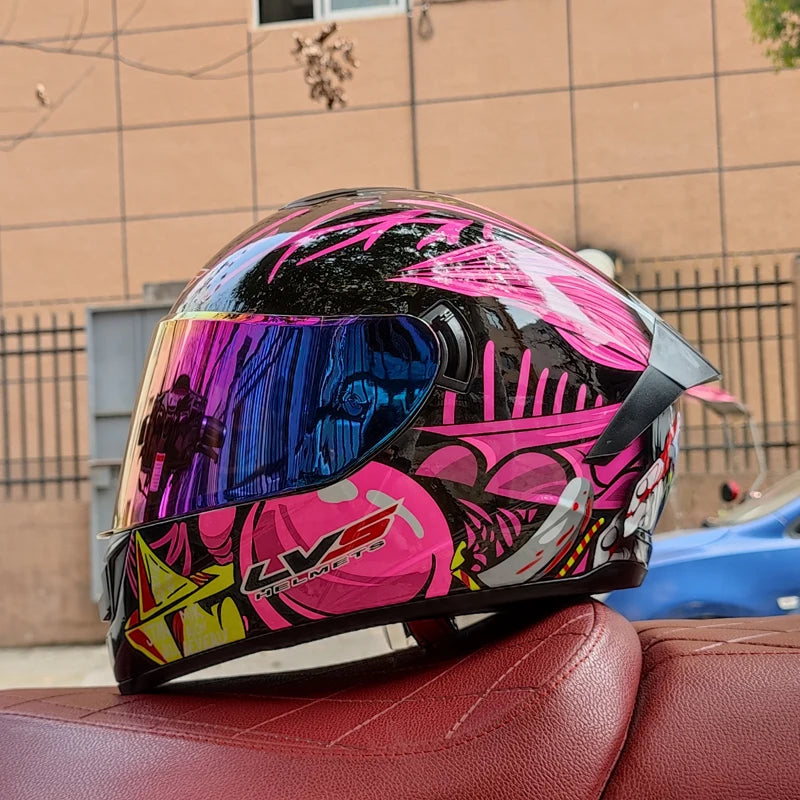 Full Face Racing Motorcycle Helmet - Winter Warm Double Visor