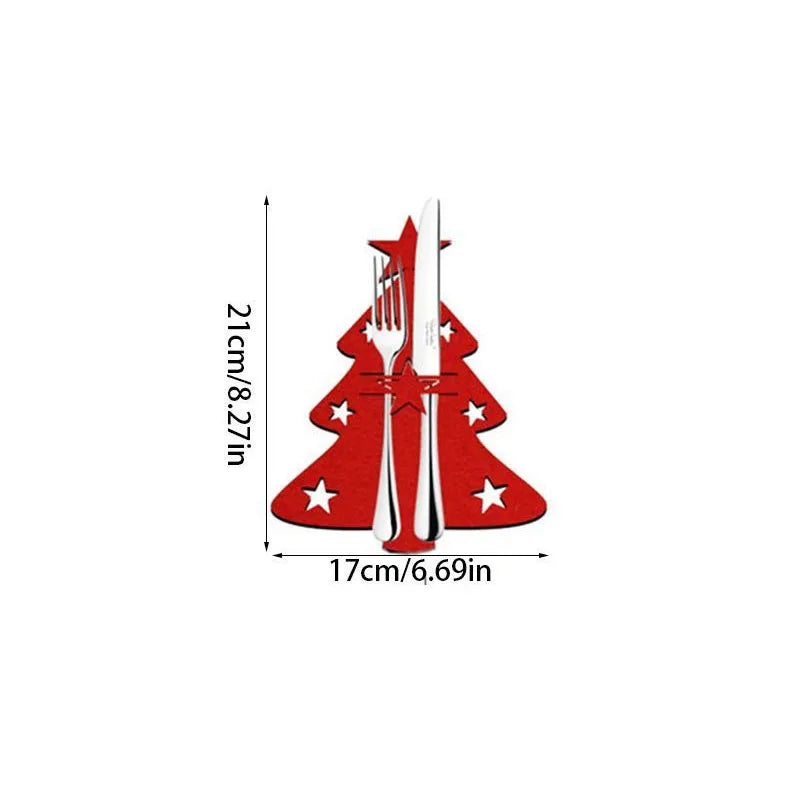 Christmas Cutlery Holder Bag - Santa Hat Fork Knife Sleeves