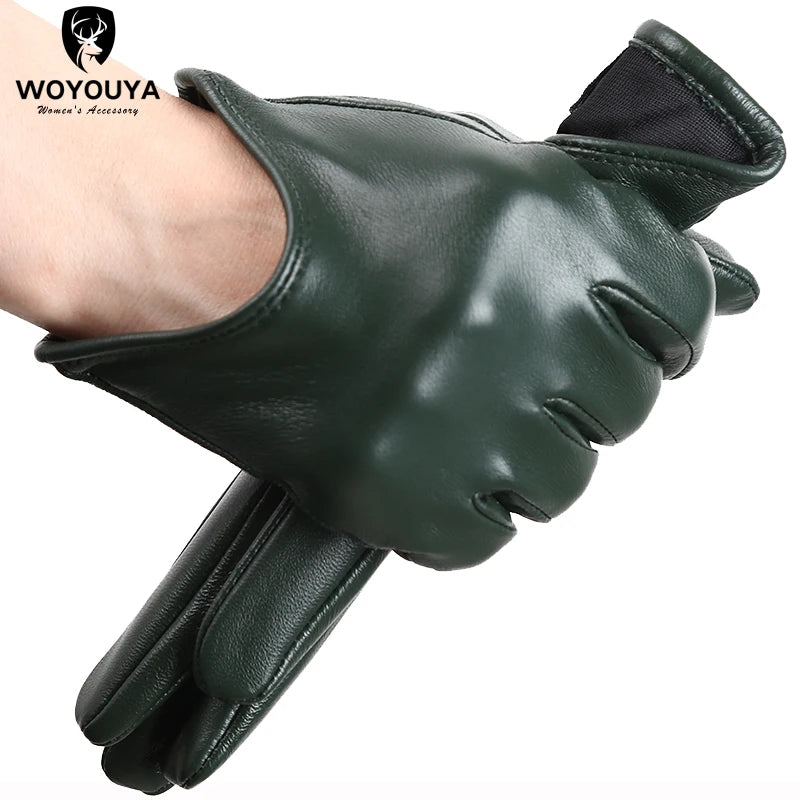 Guantes de cuero de moda para mujer: mitones cálidos de invierno