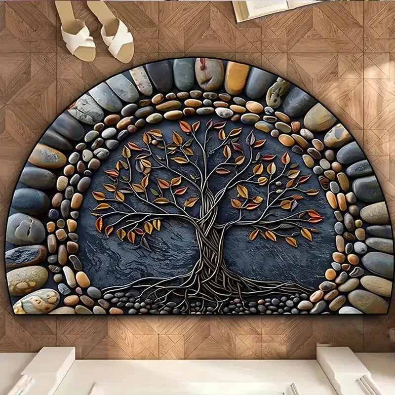 Crystal Velvet Boho Half Round Carpet - Non-Slip Door Rug