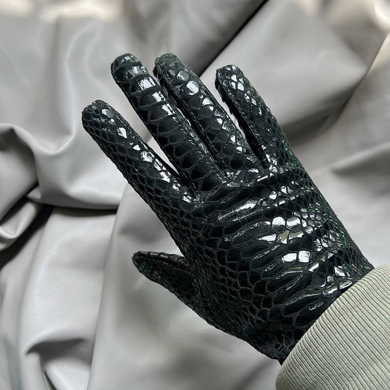 Guantes elegantes de piel de cordero con forro fino para mujer - Piel de oveja auténtica
