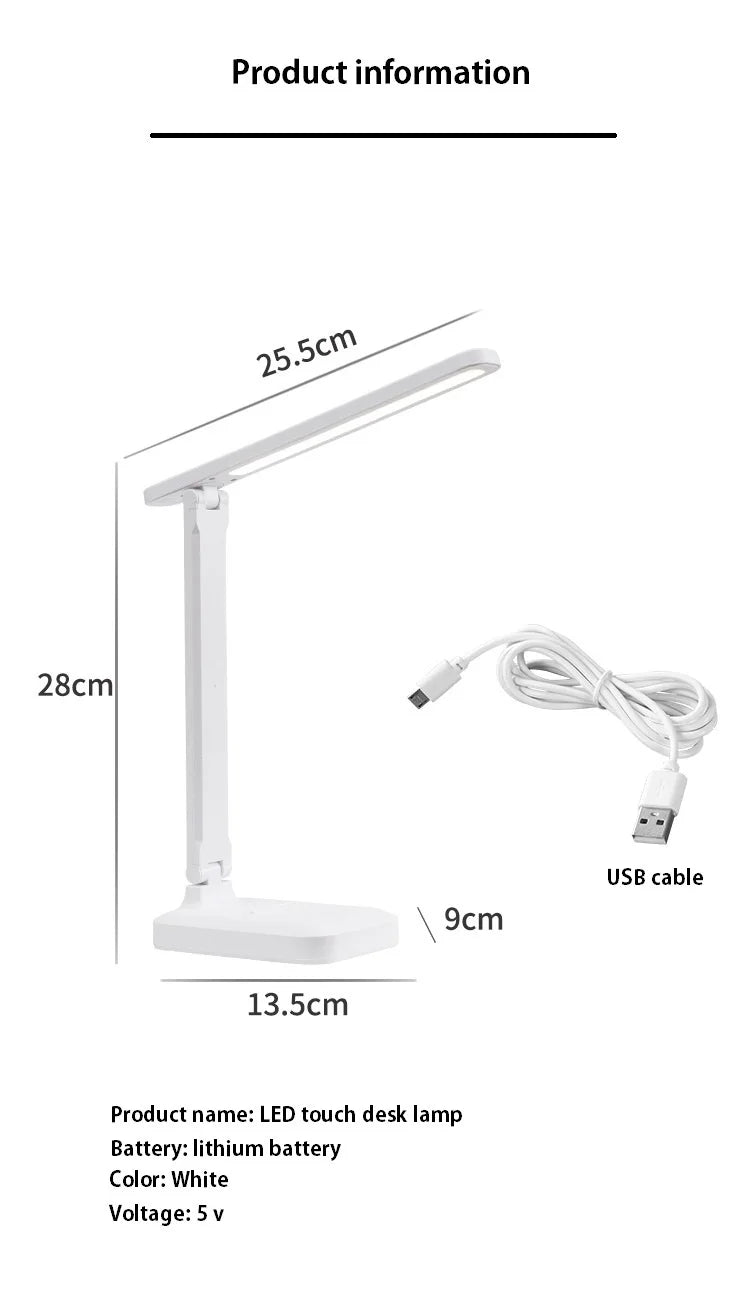 LED Table Lamp - USB Rechargeable Dimmable Desk Light