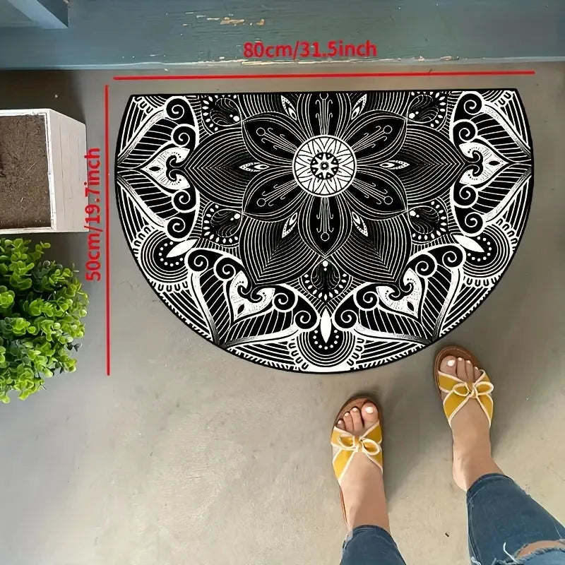 Crystal Velvet Boho Half Round Carpet - Non-Slip Door Rug