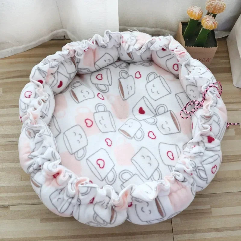 Soft Warm Nest Pet Cushion - Adjustable Drawstring Bed