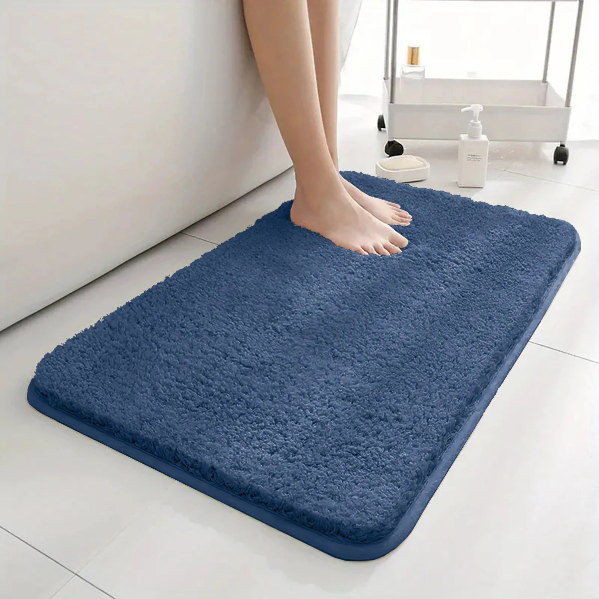 Water Absorbent Long Hair Bath Mat - Anti-Slip Bedroom Floor Mat