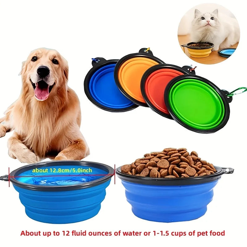 Portable Collapsible Pet Bowl - Silicone Travel Food & Water Bowl - Bascora