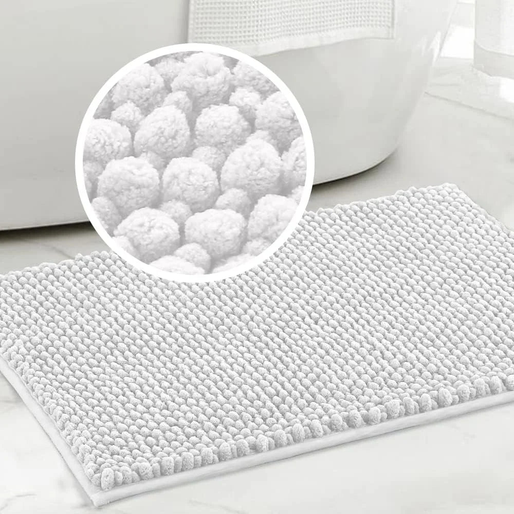 Plush Microfiber Bathroom Carpet - Machine Washable Chenille Mat