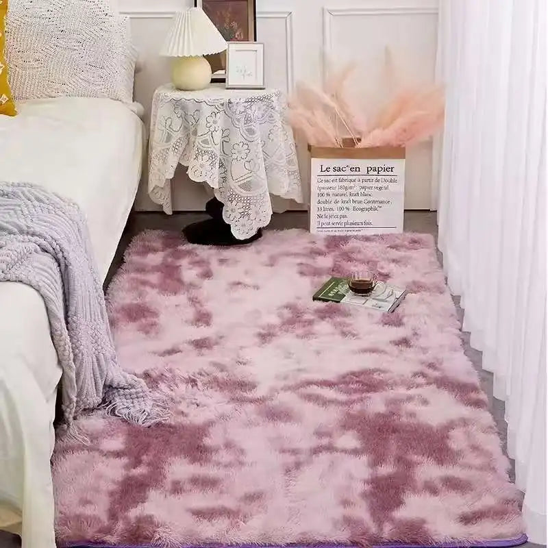 Tie-Dye Fluffy Carpets - Warm Plush Floor Mats for Kids