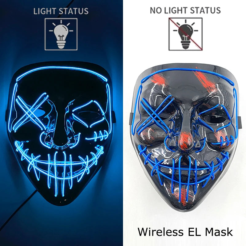 Wireless Neon LED Purge Mask - Glow in Dark Halloween Mask