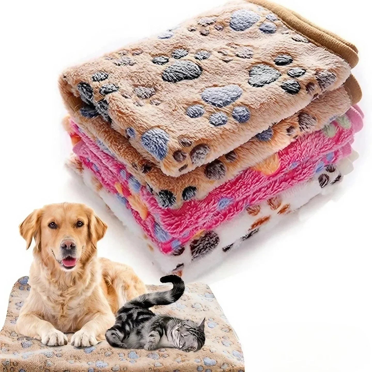 Soft Fluffy Pet Blanket - Coral Fleece Mat for Cats & Dogs