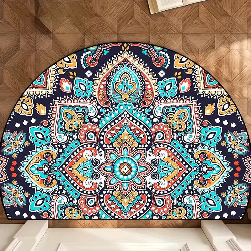 Crystal Velvet Boho Half Round Carpet - Non-Slip Door Rug