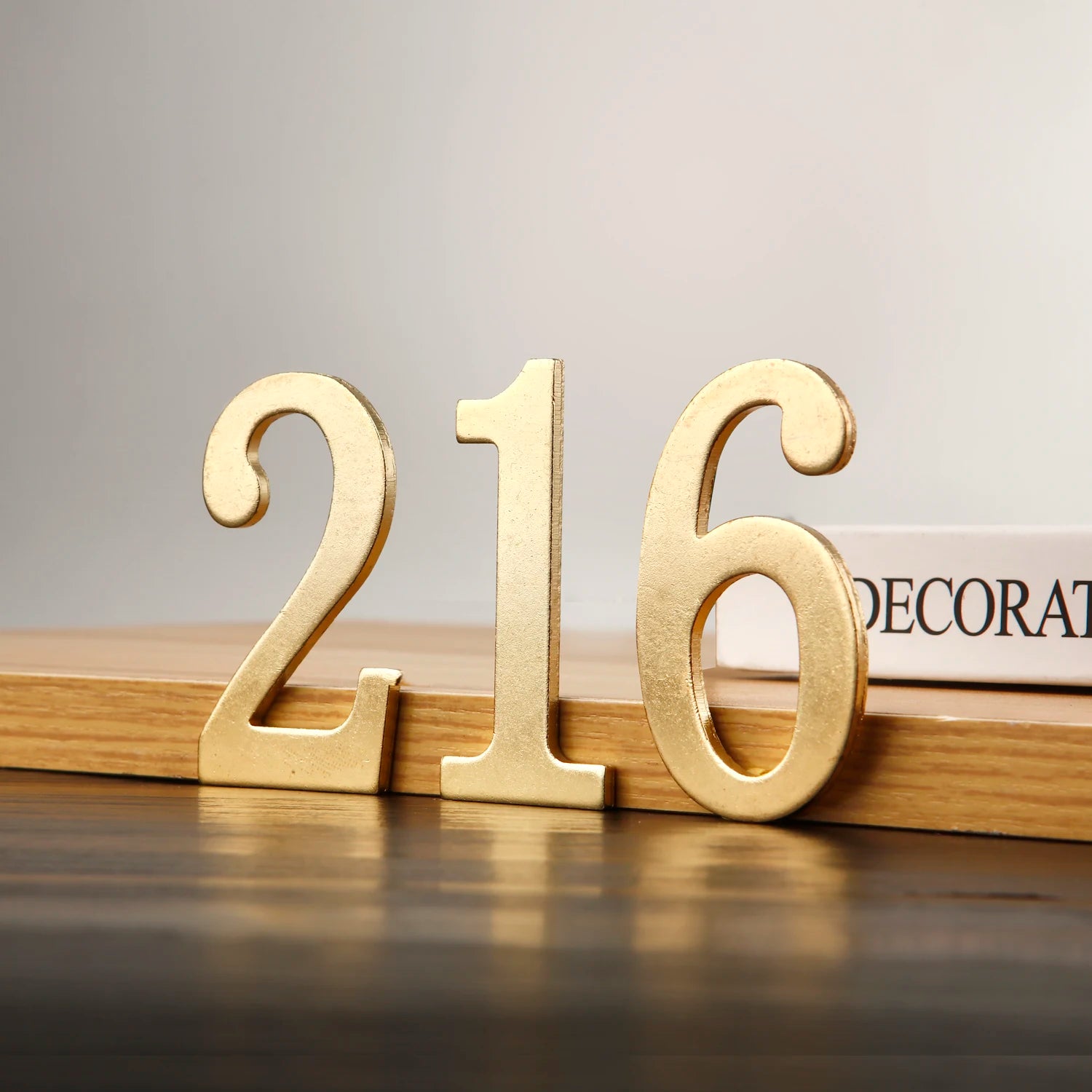 Golden Metal Door Numbers with Magnets - 7x4cm Address Labels - Bascora