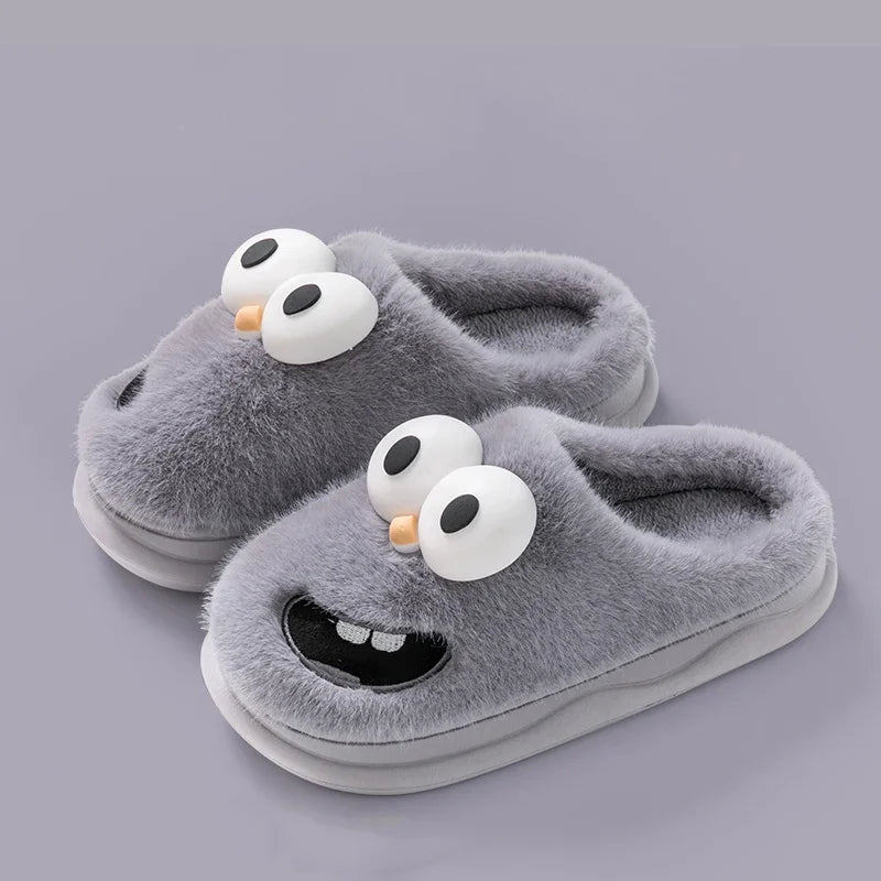 Funny Cartoon Winter Slippers - Men's Platform Slides