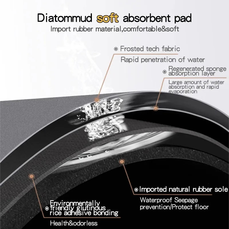 Double-Sided Diatomaceous Earth Bath Mat 40x60cm - Super Absorbent
