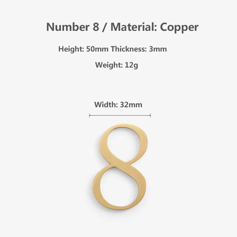Nordic Retro Brass Address Numbers - Antique Copper House Number Signs