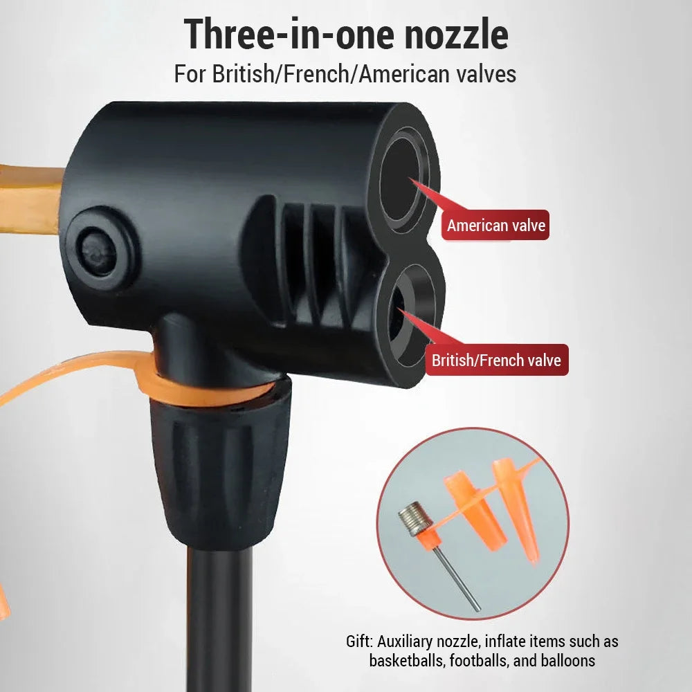 Bike Pump with Gauge - 160PSI Multi-Functional Inflator