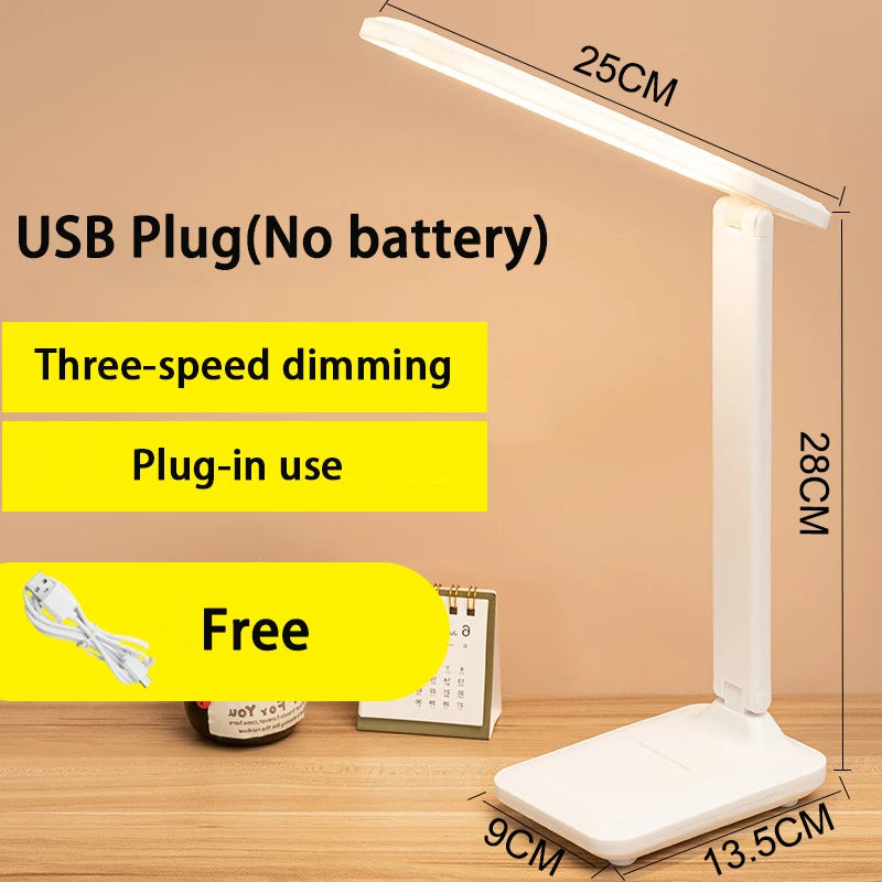 LED Table Lamp - USB Rechargeable Dimmable Desk Light