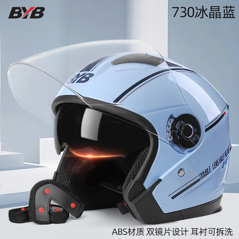 Casque moto ouvert - Double écran rétro 3/4