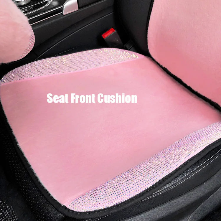 Crystal Diamond Car Seat Covers - Pink Plush Set
