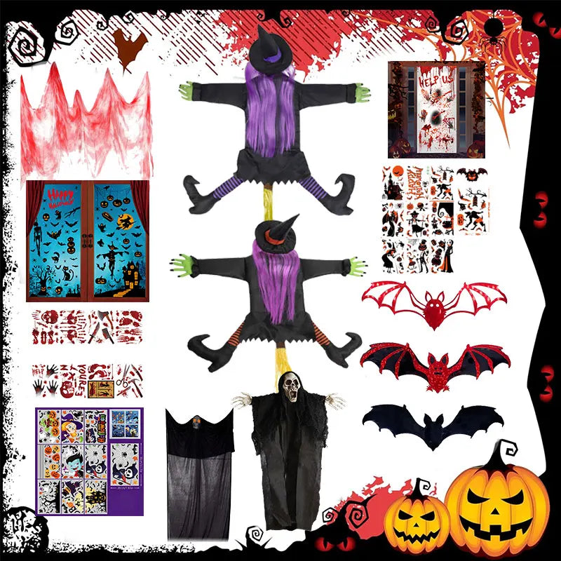 Halloween Hanging Ghost Mask Door Curtain - Haunted House Decor