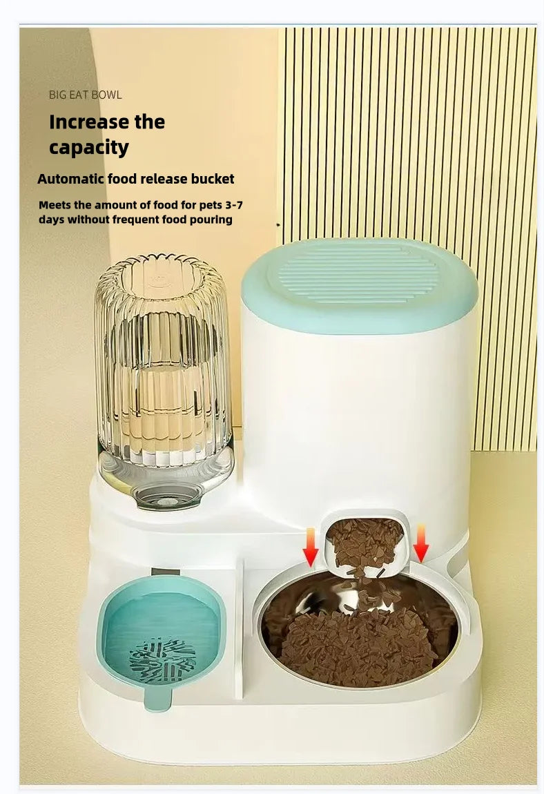 Cat Bowl Automatic Feeder - Integrated Water Dispenser