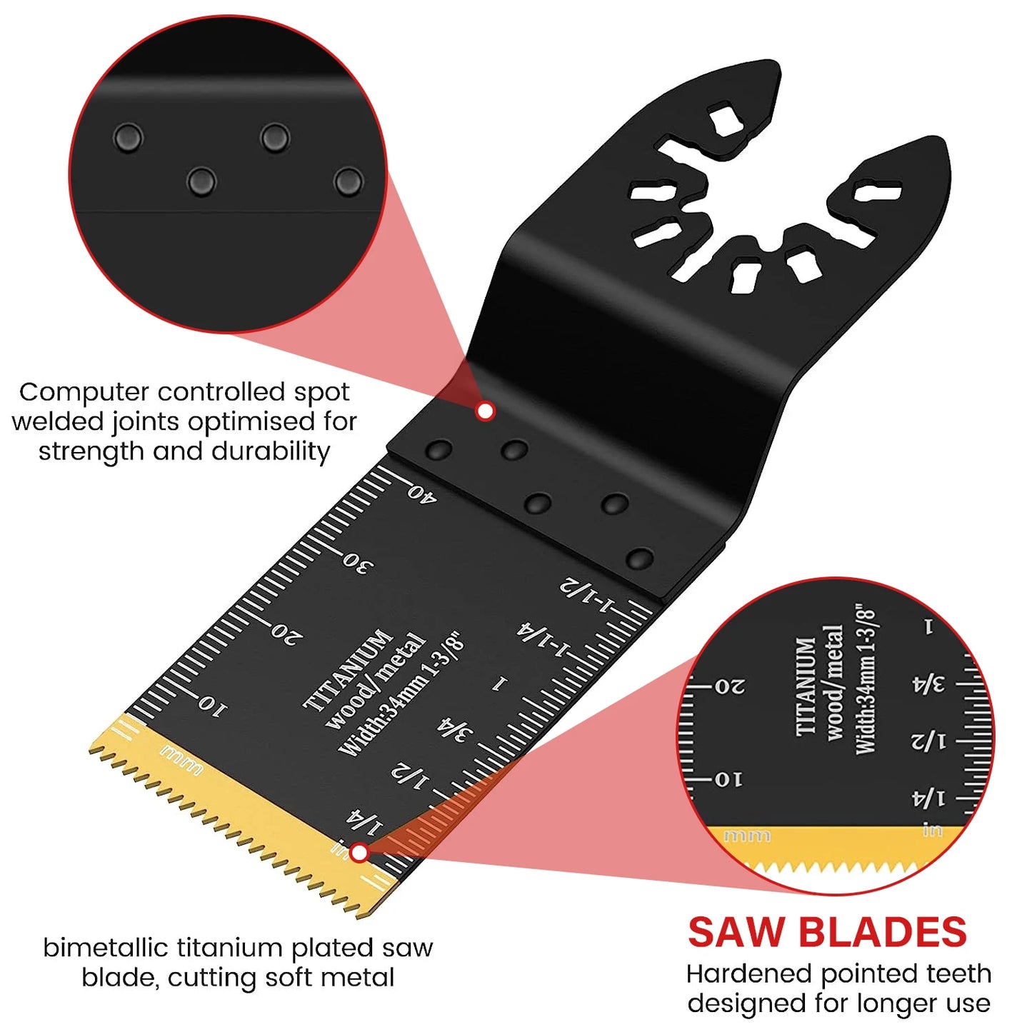 Oscillating Saw Blades - Carbide Tooth Multi-Tool Accessories 5pcs