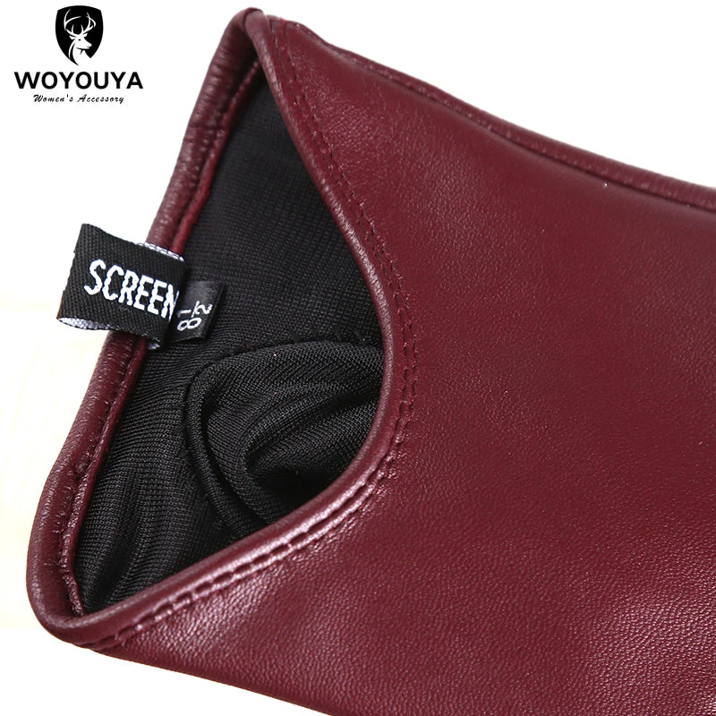 Guantes de cuero de moda para mujer: mitones cálidos de invierno