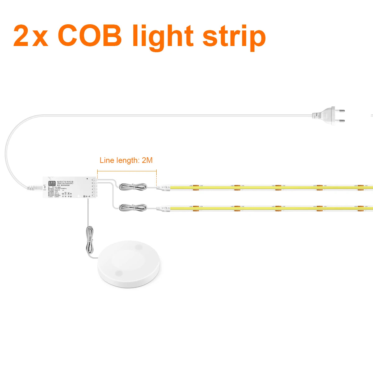 Under Cabinet COB LED Strip - Dimmable Touch Sensor Light