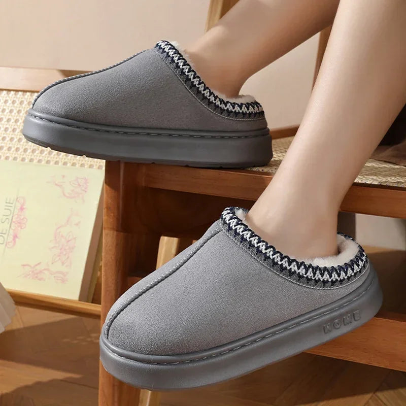 Cozy Fluffy Platform Slippers - Warm Indoor Unisex Shoes