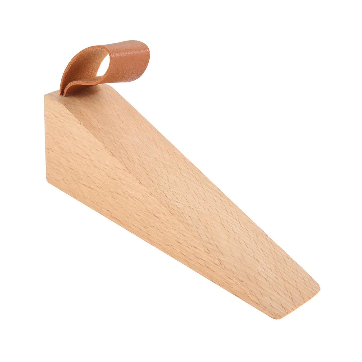 Solid Wood Door Stopper - Non-Slip Baby Safety Wedge with Leather Rope