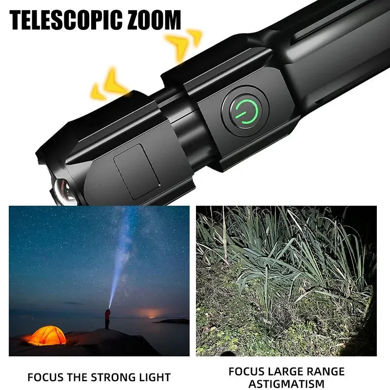 Tactical LED Flashlight - Rechargeable 100000 Lumen