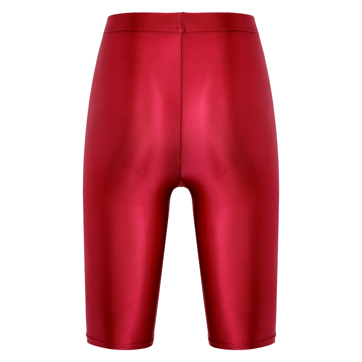 Women's High Waist Swim Shorts - Glossy Athletic Leggings Swimwear