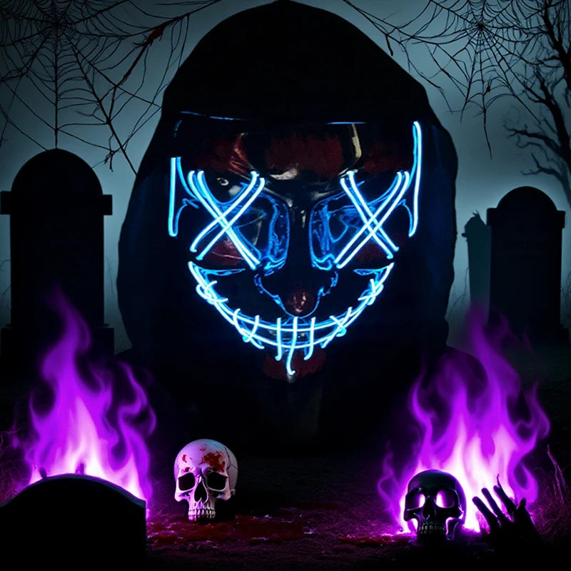 Wireless Neon LED Purge Mask - Glow in Dark Halloween Mask