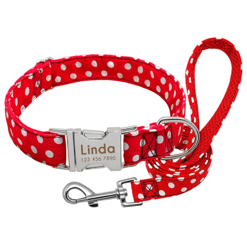 Collar de perro personalizado - Collar de nailon para mascotas con identificación grabada